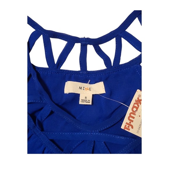 Mine women's blue sleeveless Top Blouse size S Shear Layered NWT - Picture 4 of 5